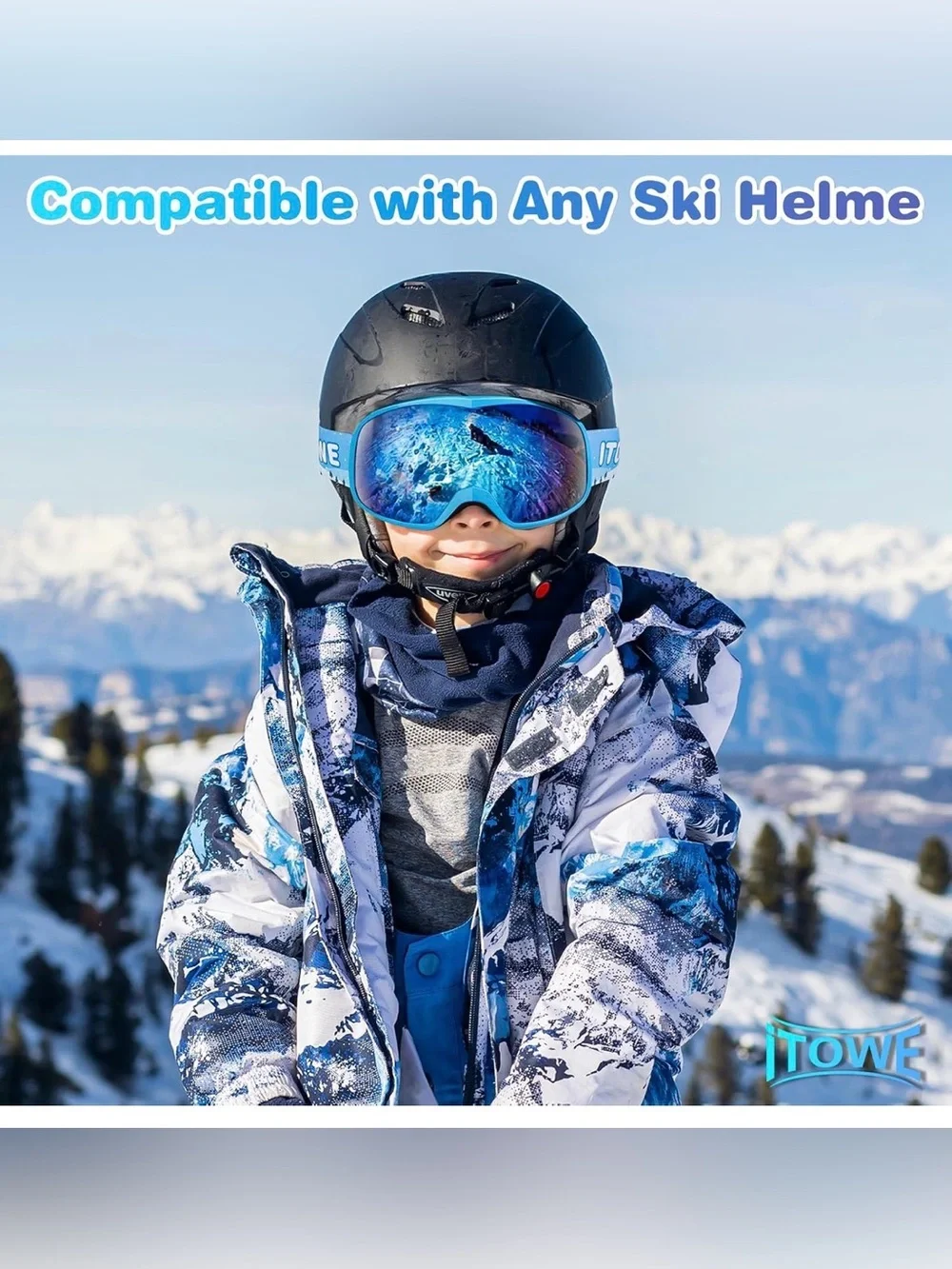 Blue Kids Ski Goggles - Youth Snowboarding Sunglasses